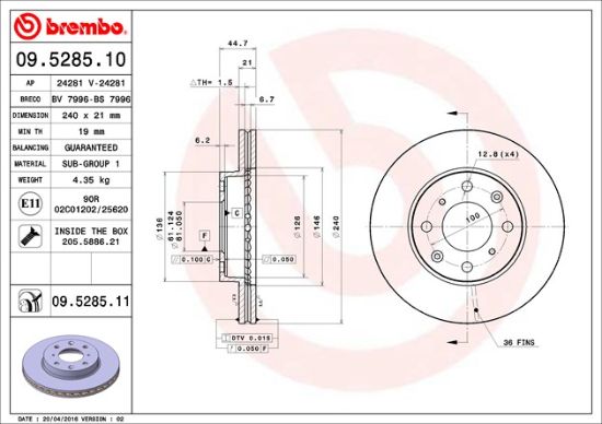 BREMBO DISC BRAKE ROTOR - 09528511