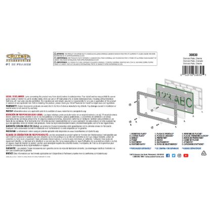 CRUISER LIC.FRM DIAMOND PLATE CHR - 30830