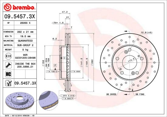 BREMBO DISC BRAKE ROTOR - 0954573X