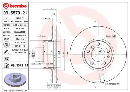 BREMBO DISC BRAKE ROTOR - 09557921