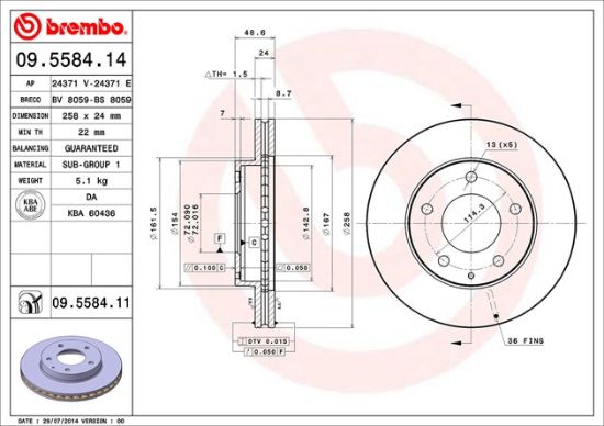 BREMBO DISC BRAKE ROTOR - 09558411