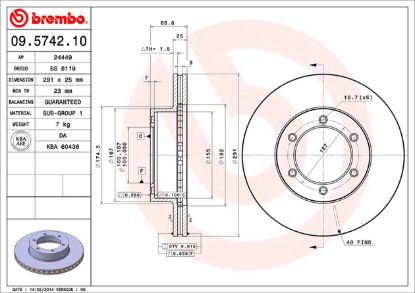 BREMBO DISC BRAKE ROTOR - 09574210