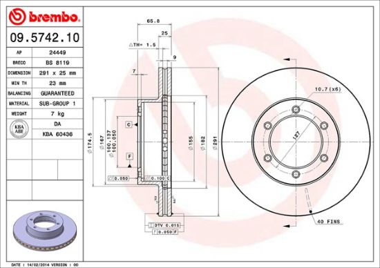 BREMBO DISC BRAKE ROTOR - 09574210