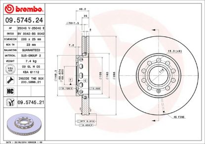 BREMBO DISC BRAKE ROTOR - 09574521