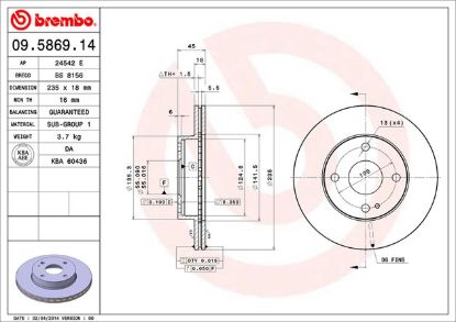 BREMBO DISC BRAKE ROTOR - 09586914