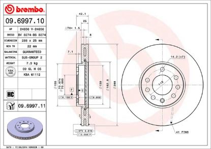 BREMBO DISC BRAKE ROTOR - 09699711