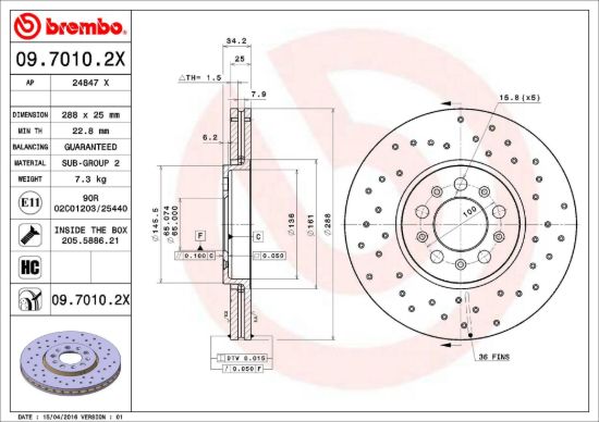 BREMBO DISC BRAKE ROTOR - 0970102X