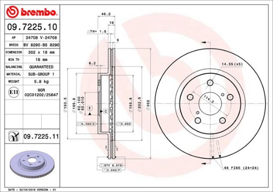 BREMBO DISC BRAKE ROTOR - 09722511