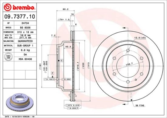 BREMBO DISC BRAKE ROTOR - 09737710