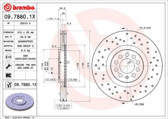 BREMBO DISC BRAKE ROTOR - 0978801X