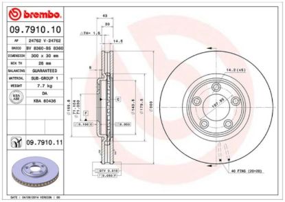 BREMBO DISC BRAKE ROTOR - 09791011