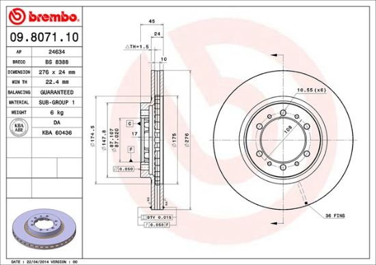 BREMBO DISC BRAKE ROTOR - 09807111