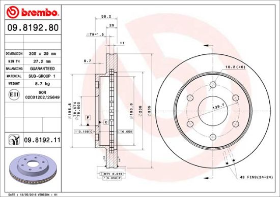 BREMBO DISC BRAKE ROTOR - 09819281