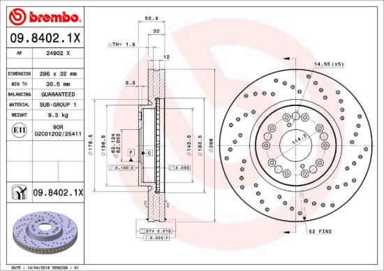 BREMBO DISC BRAKE ROTOR - 0984021X