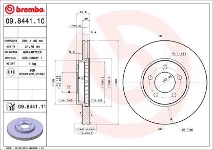BREMBO DISC BRAKE ROTOR - 09844111