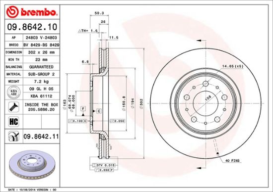 BREMBO DISC BRAKE ROTOR - 09864211
