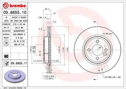 BREMBO DISC BRAKE ROTOR - 09865511