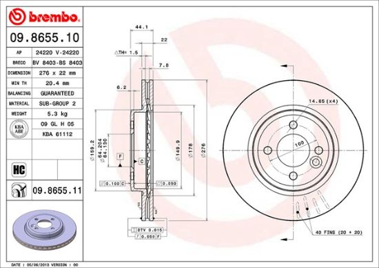 BREMBO DISC BRAKE ROTOR - 09865511