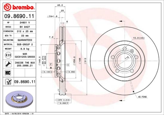 BREMBO DISC BRAKE ROTOR - 09869011