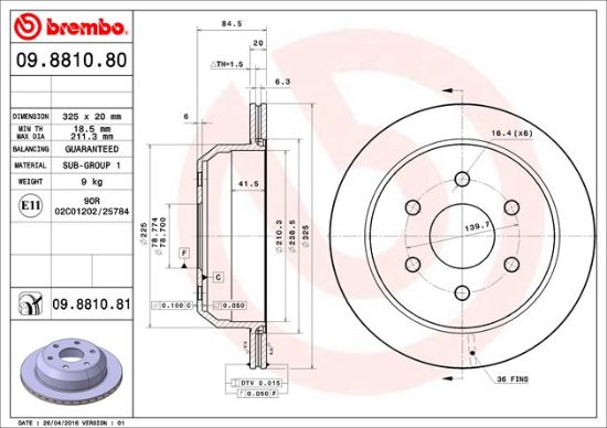 BREMBO DISC BRAKE ROTOR - 09881081