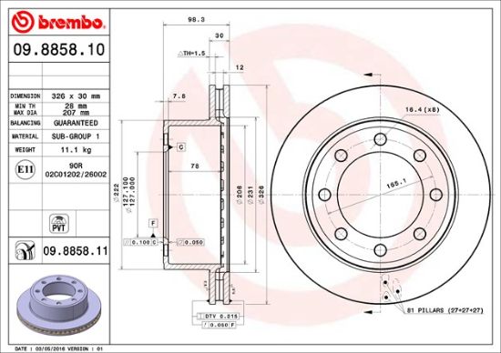 BREMBO DISC BRAKE ROTOR - 09885811