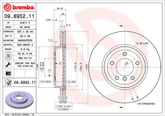 BREMBO DISC BRAKE ROTOR - 09895211
