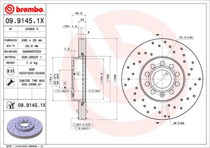BREMBO DISC BRAKE ROTOR - 0991451X
