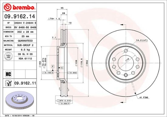 BREMBO DISC BRAKE ROTOR - 09916211