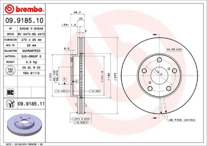 BREMBO DISC BRAKE ROTOR - 09918511