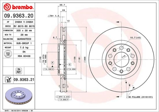 BREMBO DISC BRAKE ROTOR - 09936321