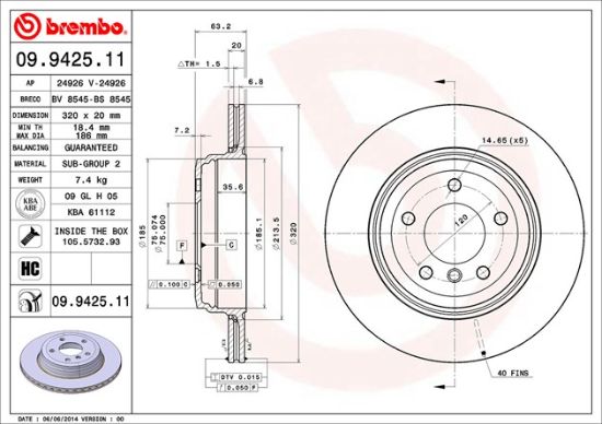 BREMBO DISC BRAKE ROTOR - 09942511