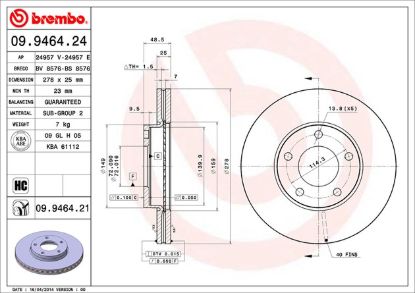 BREMBO DISC BRAKE ROTOR - 09946421