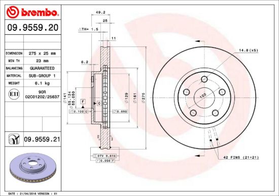 BREMBO DISC BRAKE ROTOR - 09955921