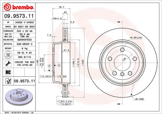 BREMBO DISC BRAKE ROTOR - 09957311
