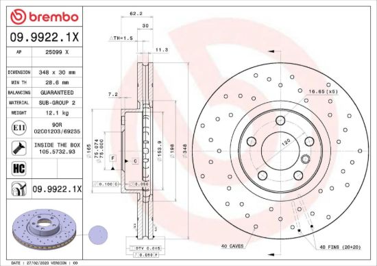 BREMBO BRAKE DISC - 0999221X