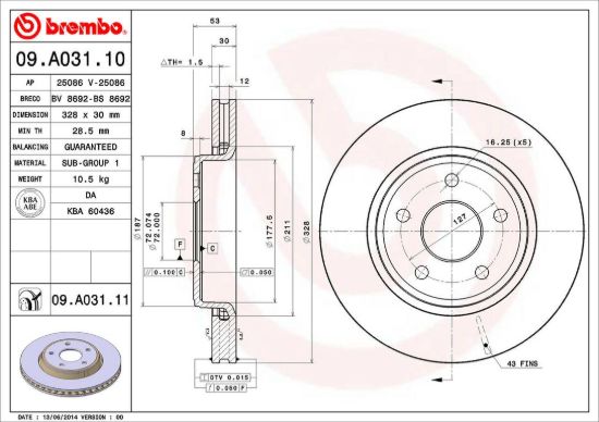 BREMBO DISC BRAKE ROTOR - 09A03111