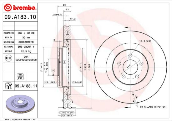 BREMBO DISC BRAKE ROTOR - 09A18311