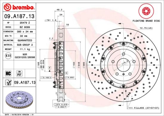 BREMBO DISC BRAKE ROTOR - 09A18713