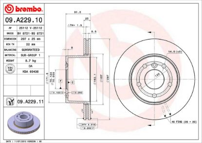 BREMBO DISC BRAKE ROTOR - 09A22911