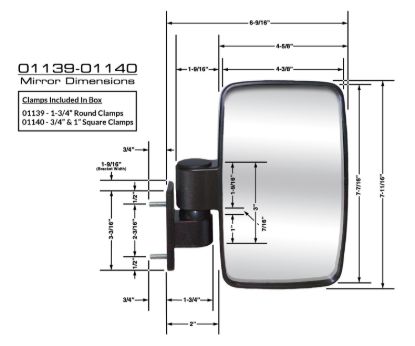 CIPA GOLF CART SIDE MNT MIRROR - 01140