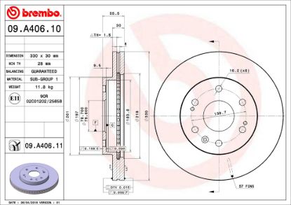 BREMBO DISC BRAKE ROTOR - 09A40611