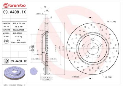 BREMBO BRAKE DISC - 09A4081X