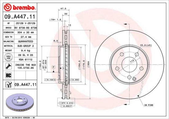 BREMBO DISC BRAKE ROTOR - 09A44711