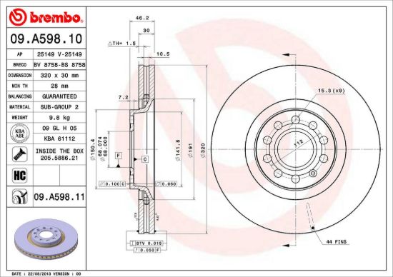 BREMBO DISC BRAKE ROTOR - 09A59811