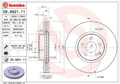 BREMBO DISC BRAKE ROTOR - 09A62111