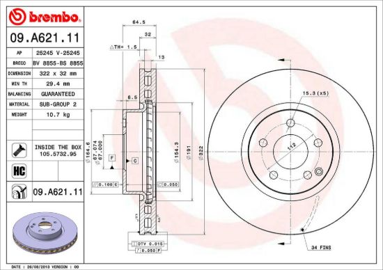 BREMBO DISC BRAKE ROTOR - 09A62111