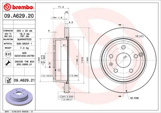 BREMBO DISC BRAKE ROTOR - 09A62921