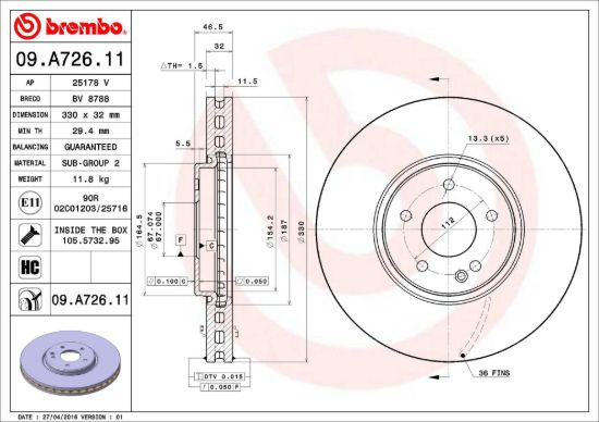 BREMBO DISC BRAKE ROTOR - 09A72611