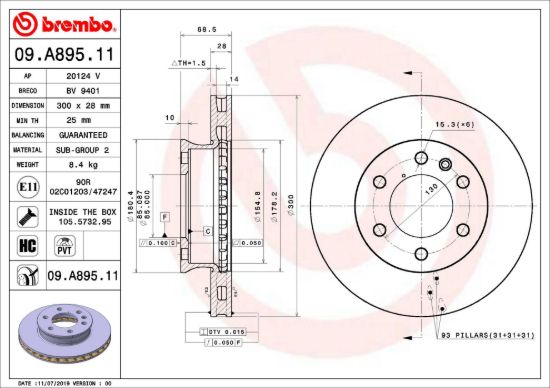 BREMBO DISC BRAKE ROTOR - 09A89511
