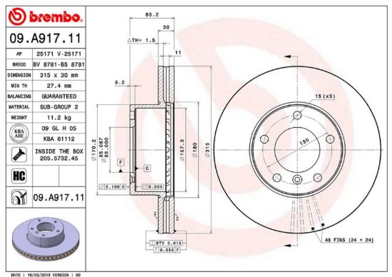 BREMBO DISC BRAKE ROTOR - 09A91711